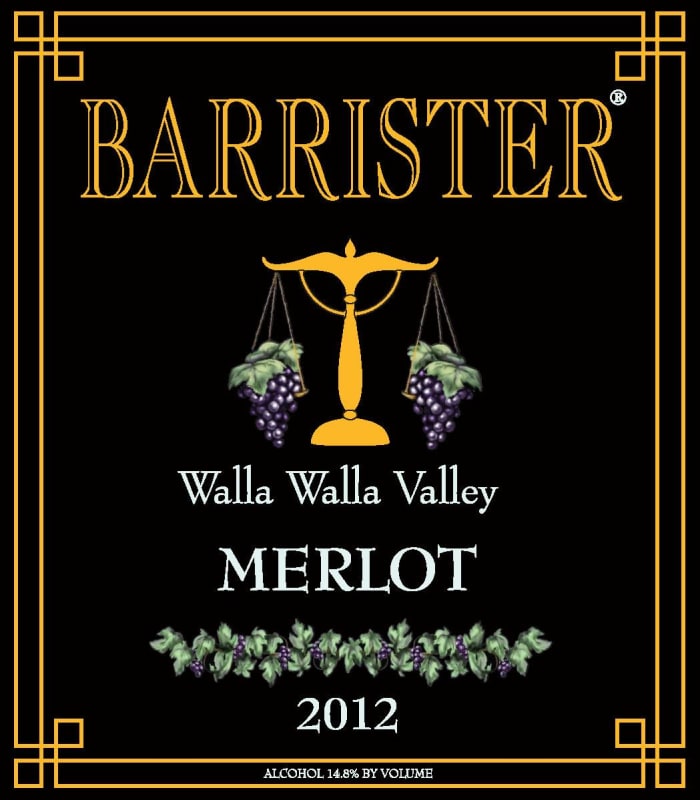 Barrister Winery Merlot 2012 Front Label