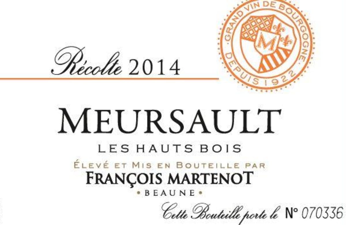 Francois Martenot Meursault Les Hauts Bois 2014 Front Label
