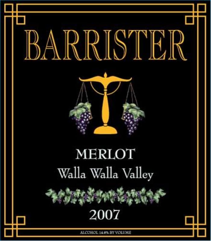 Barrister Winery Merlot 2007 Front Label