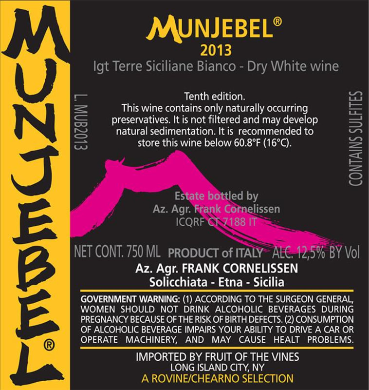 Frank Cornelissen Munjebel Bianco 2013 Front Label