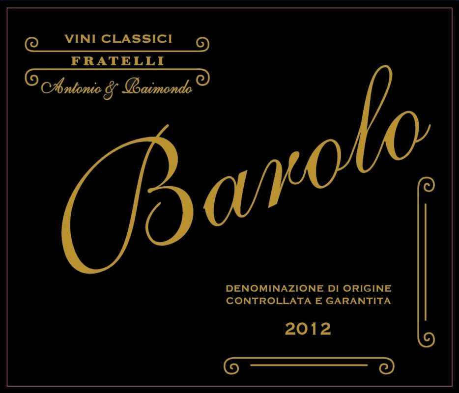Fratelli Antonio & Raimondo Barolo 2012 Front Label
