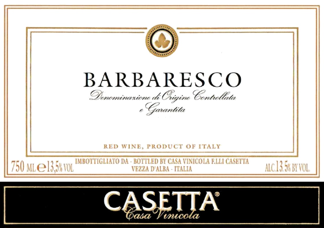 Casetta Barbaresco 2010 Front Label