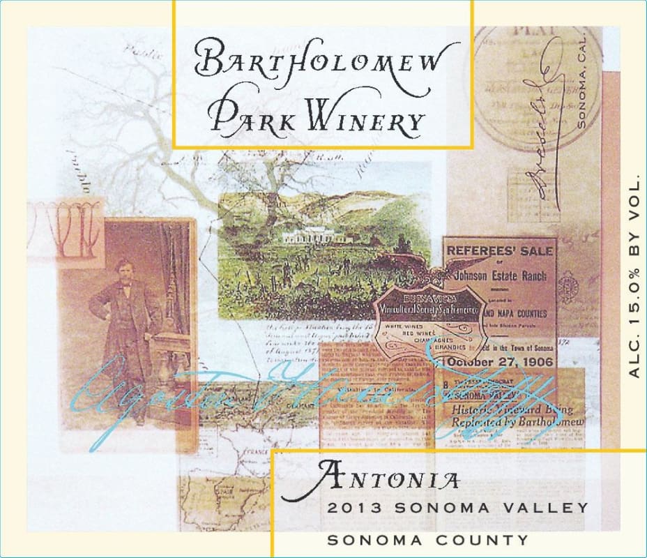 Bartholomew Park Winery Antonia 2013 Front Label