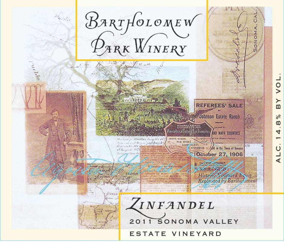 Bartholomew Park Winery Zinfandel 2011 Front Label