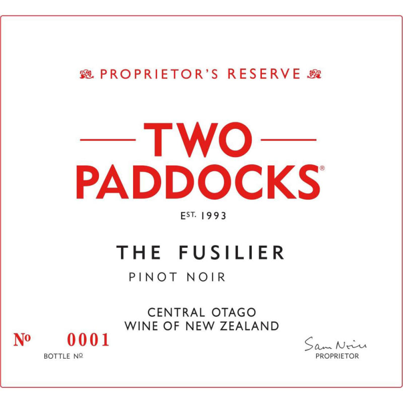 Two Paddocks Fusilier Pinot Noir 2015 Front Label
