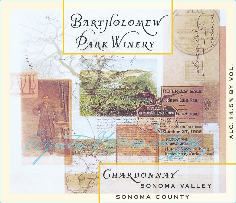 Bartholomew Park Winery Chardonnay 2014 Front Label