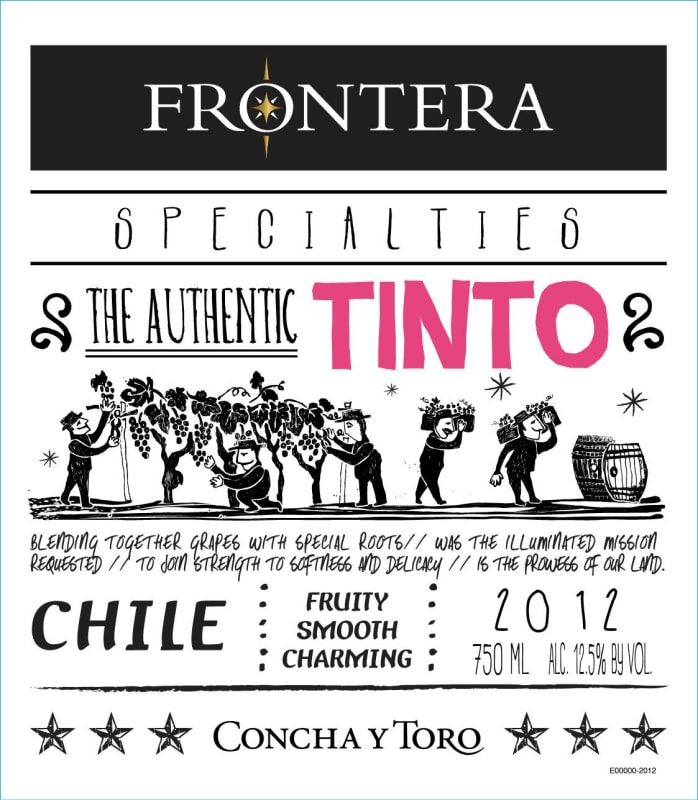 Frontera Concha y Toro Specialties The Authentic Tinto 2012 Front Label