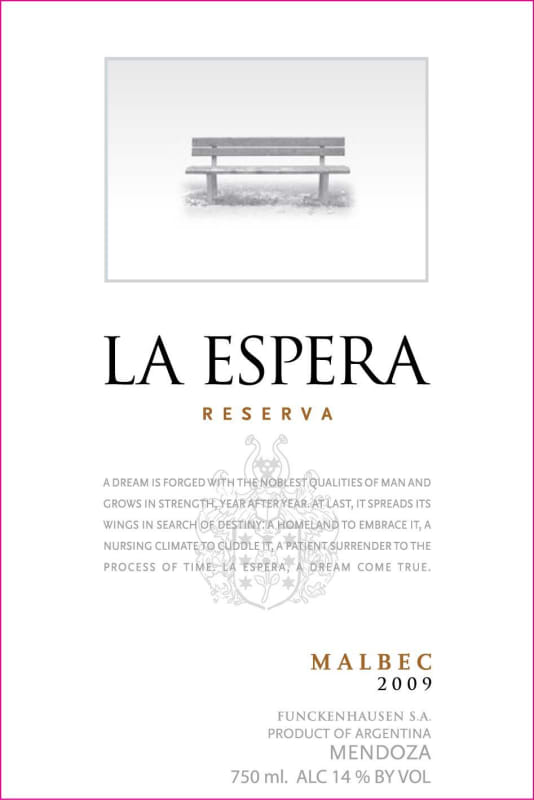 Funckenhausen La Espera Reserva Malbec 2009 Front Label