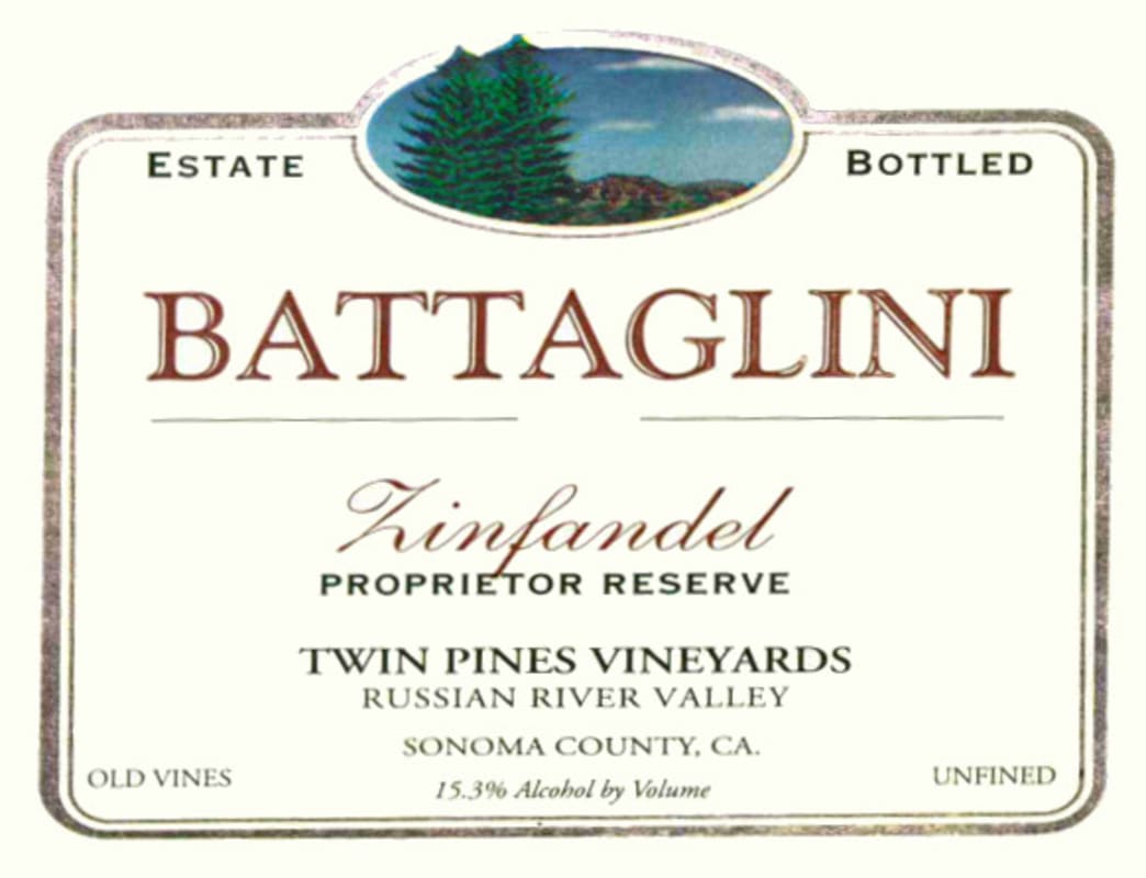 Battaglini Estate Winery Proprietors Reserve Zinfandel 2010 Front Label