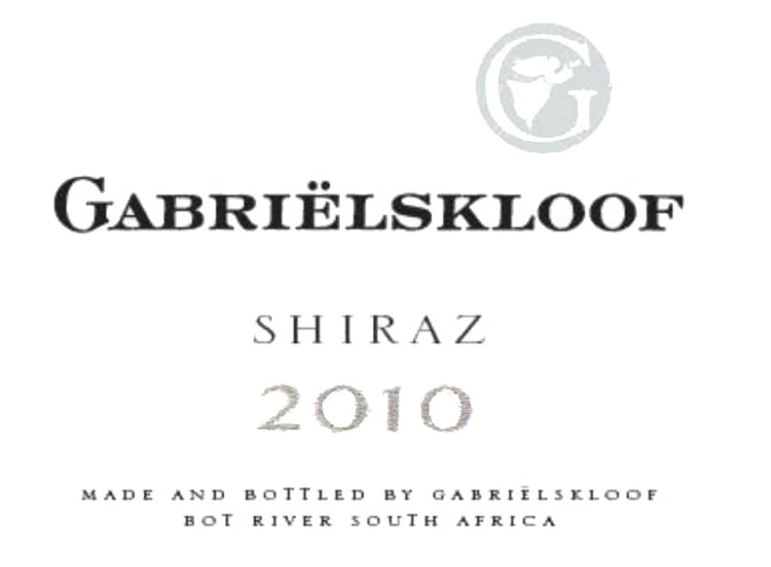 Gabrielskloof Shiraz 2010 Front Label