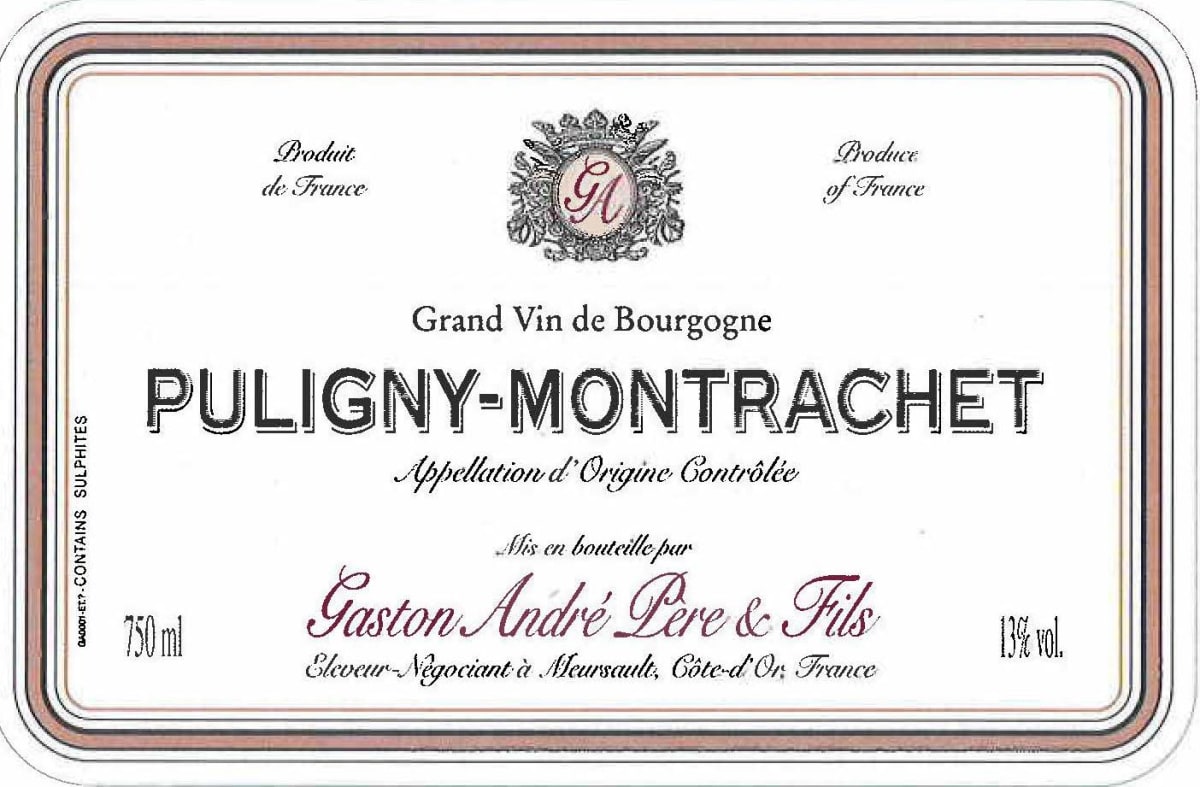 Gaston Andre Pere & Fils Puligny-Montrachet 2013 Front Label