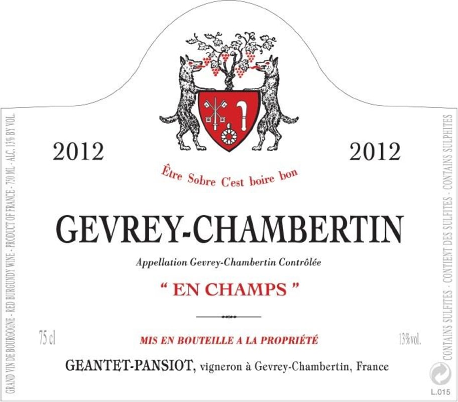 Geantet-Pansiot Gevrey-Chambertin En Champs 2012 Front Label