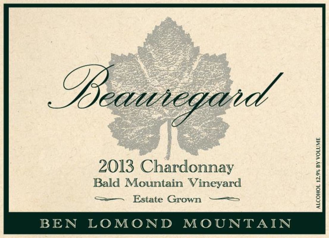 Beauregard Vineyards Bald Vineyard Chardonnay 2013 Front Label