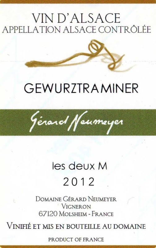 Gerard Neumeyer Les Deux M Gewurztraminer 2012 Front Label