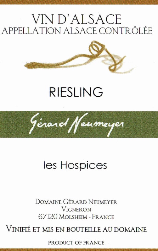 Gerard Neumeyer Les Hospices Riesling 2010 Front Label