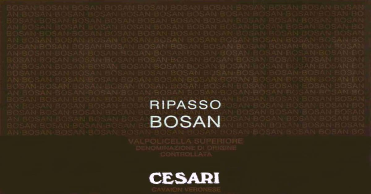 Gerardo Cesari S.p.A. Valpolicella Ripasso Superiore Bosan 2012 Front Label
