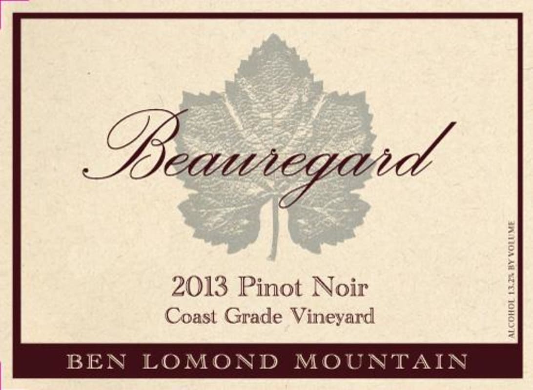 Beauregard Vineyards Grade Pinot Noir 2013 Front Label