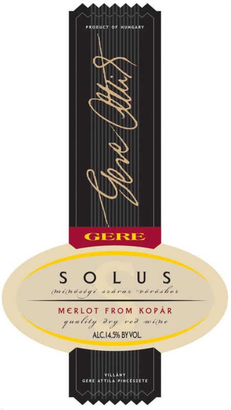 Gere Pinceszet Solus Merlot 2003 Front Label
