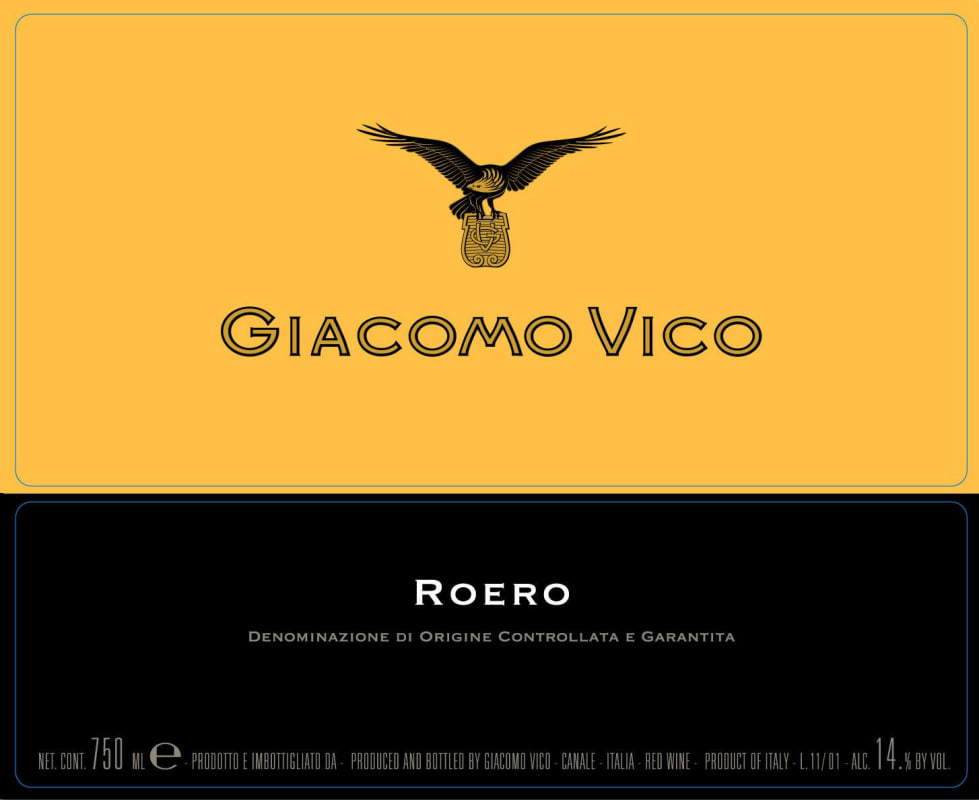 V. Mitolo and Son Roero 2012 Front Label