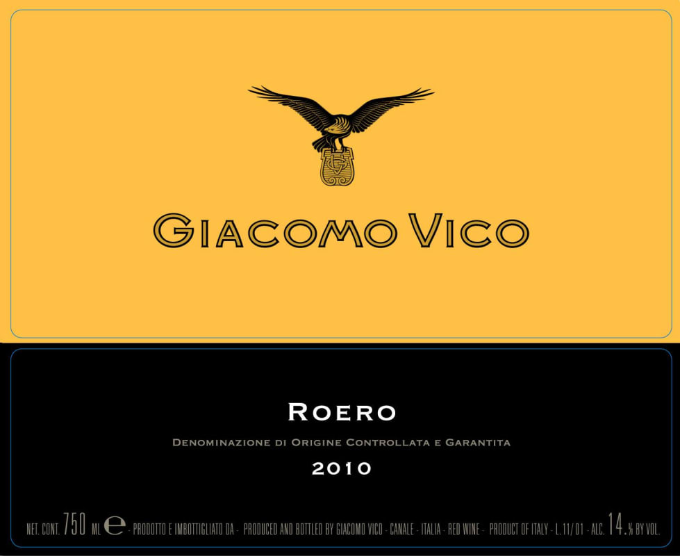 V. Mitolo and Son Roero 2010 Front Label