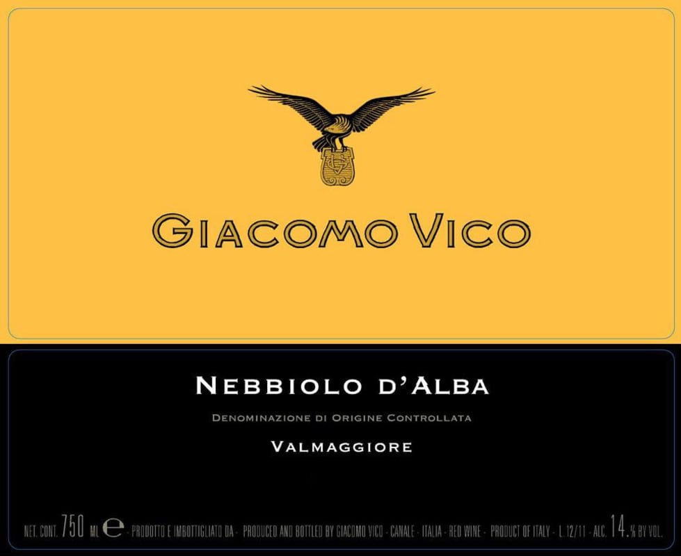 V. Mitolo and Son Nebbiolo d'Alba valmaggiore 2011 Front Label
