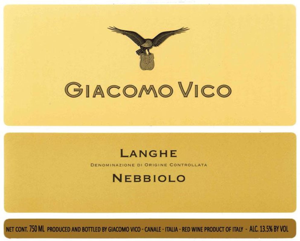 V. Mitolo and Son Langhe Nebbiolo 2009 Front Label