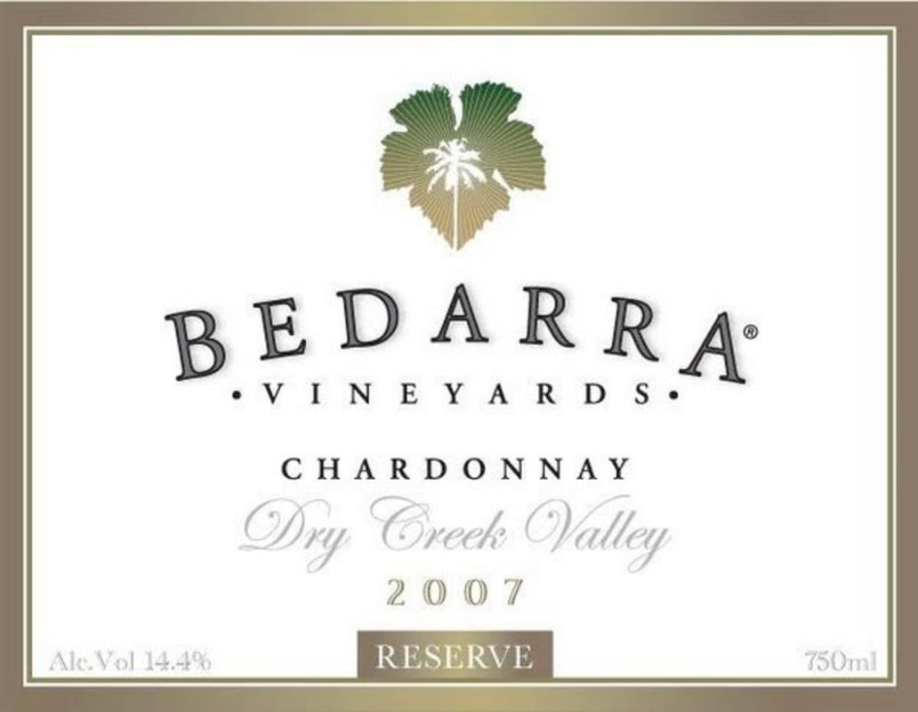 Bedarra Vineyards Reserve Chardonnay 2007 Front Label