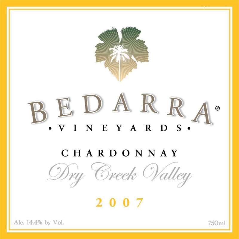 Bedarra Vineyards Chardonnay 2007 Front Label
