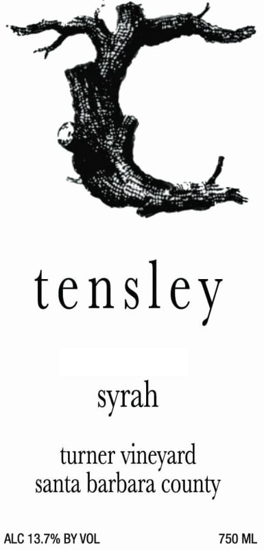 Tensley Turner Vineyard Syrah 2015 Front Label
