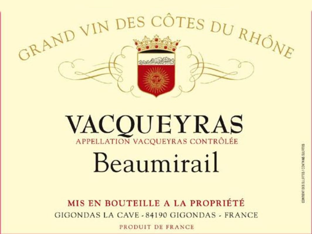 Gigondas La Cave Vacqueyras Beaumirail 2011 Front Label