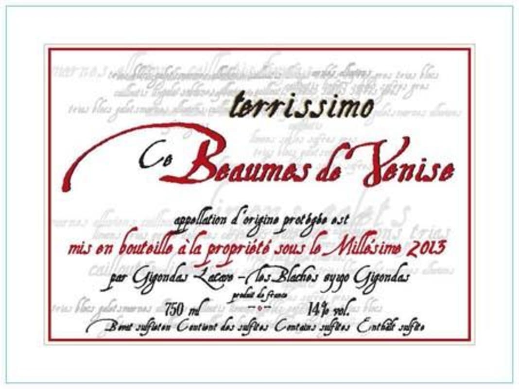 Gigondas La Cave Beaumes de Venise Terrissimo 2013 Front Label
