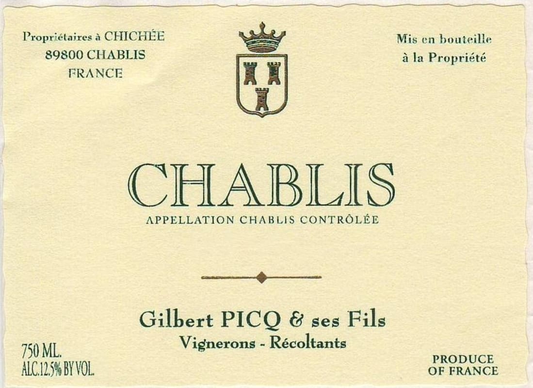Gilbert Picq Chablis 2014 Front Label