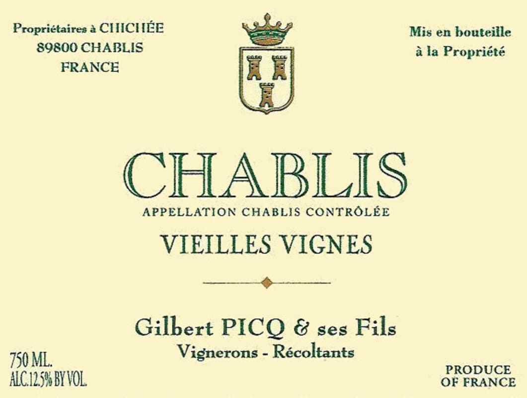 Gilbert Picq Chablis Vieilles Vignes 2014 Front Label