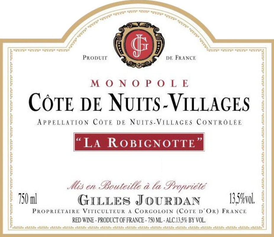 Gilles Jourdan Cote de Nuits-Villages La Robignotte 2012 Front Label