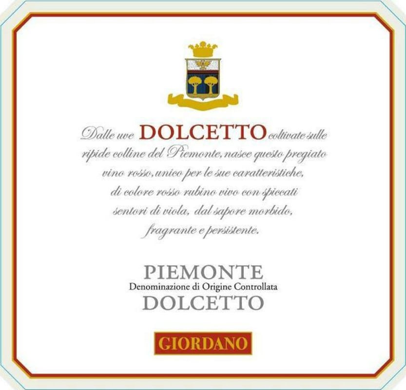 Giordano Vini Piemonte Dolcetto 2015 Front Label