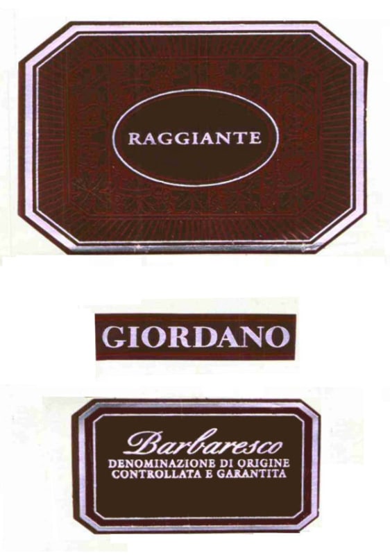 Giordano Vini Barbaresco 2006 Front Label