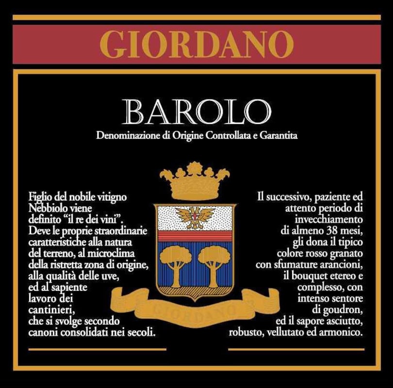 Giordano Vini Barolo 2011 Front Label