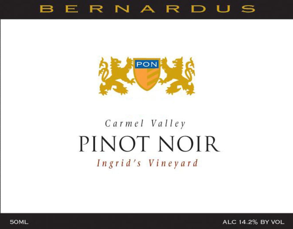 Bernardus Ingrid's Vineyard Pinot Noir 2013 Front Label