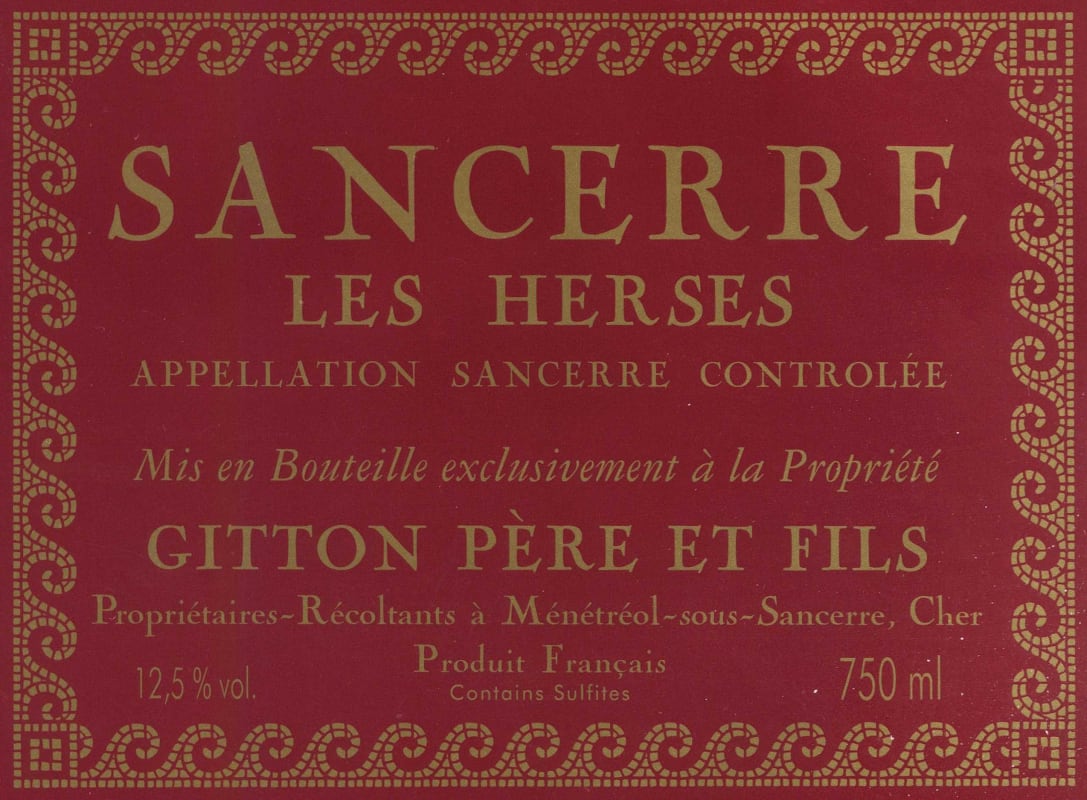 Gitton Pere et Fils Sancerre Les Herses Rouge 2007 Front Label