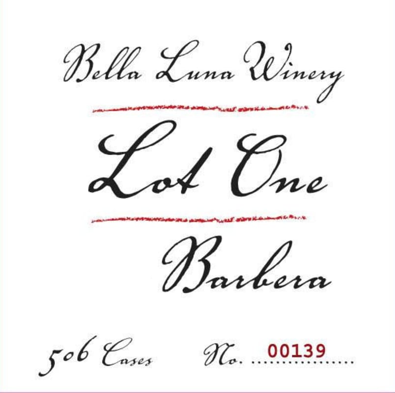 Bella Luna Winery Lot One Barbera 2012 Front Label