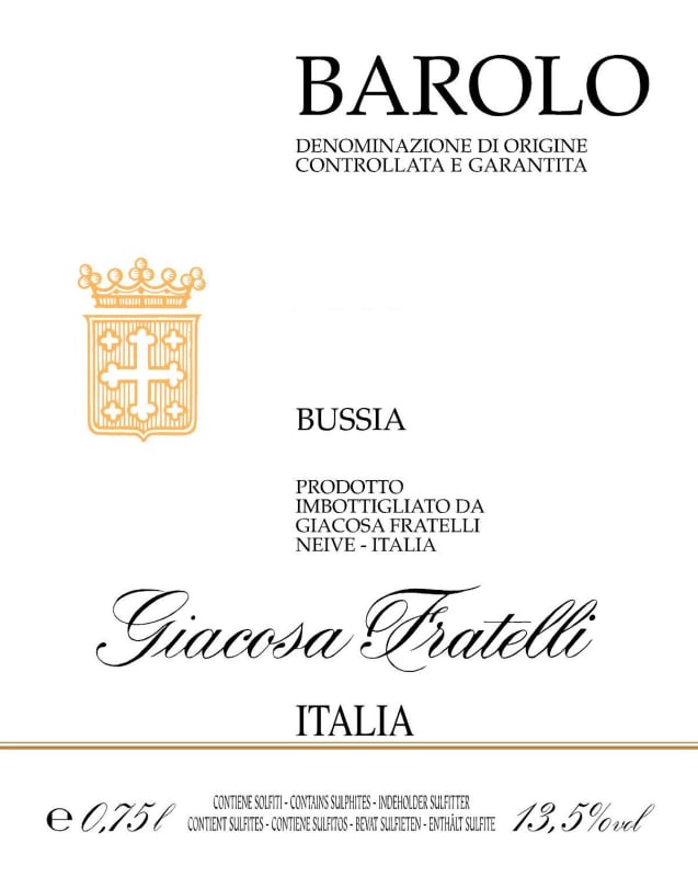 Giuseppe Giacosa Barolo Bussia 2006 Front Label