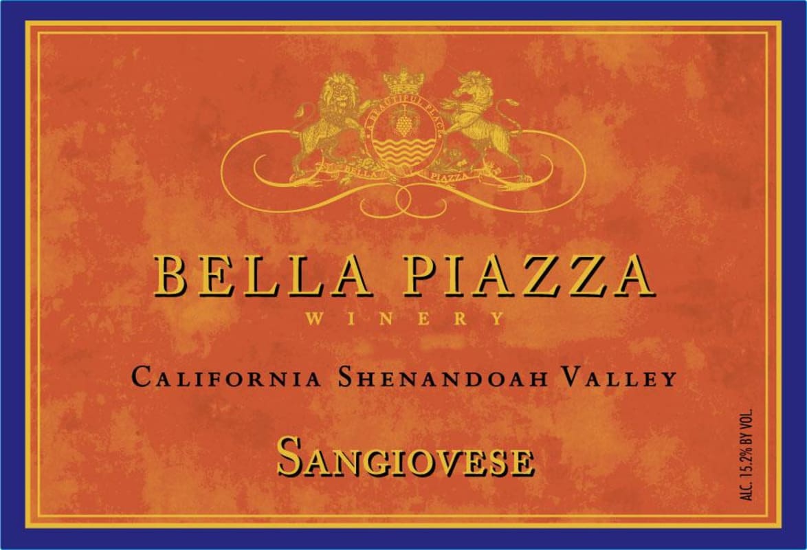 Bella Piazza Sangiovese 2013 Front Label