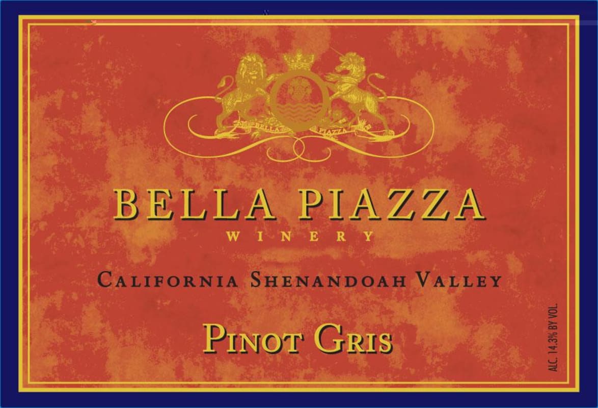 Bella Piazza Pinot Gris 2014 Front Label