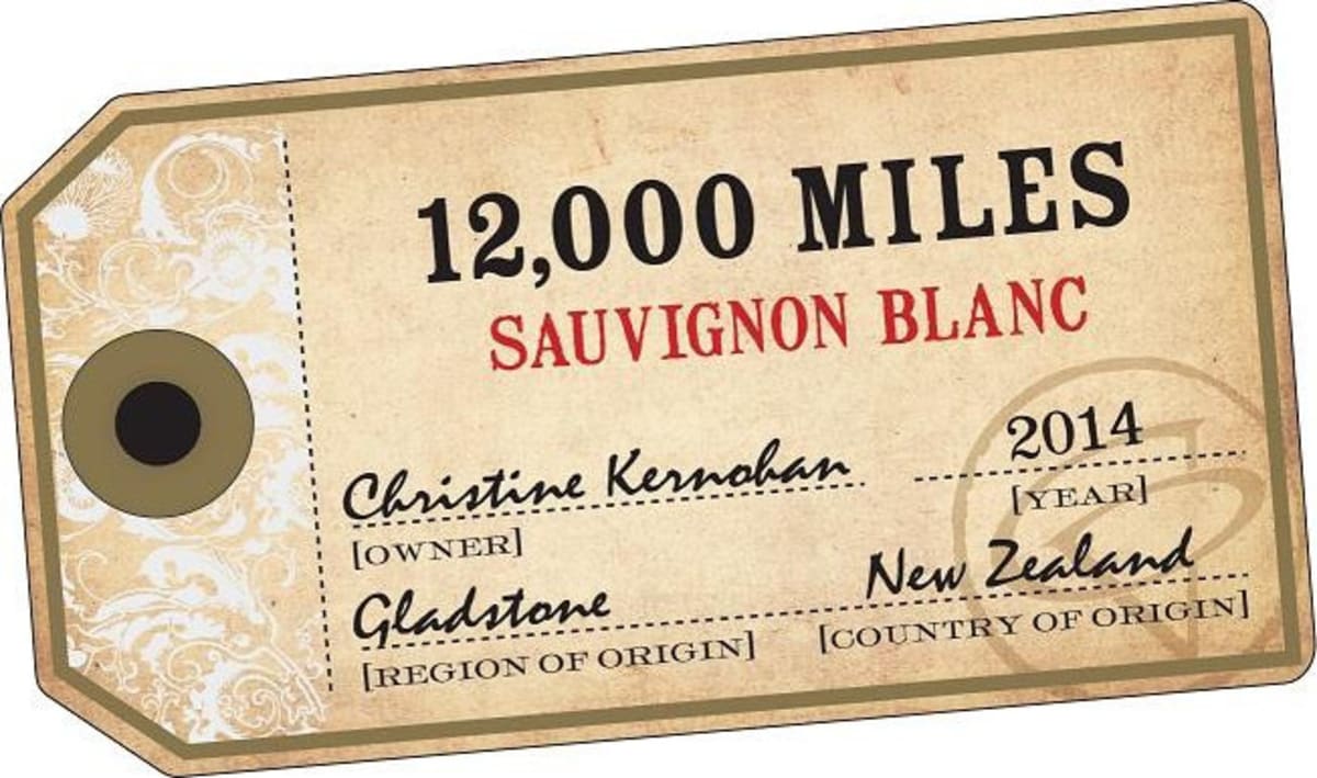 Gladstone Vineyard 12,000 Miles Sauvignon Blanc 2014 Front Label