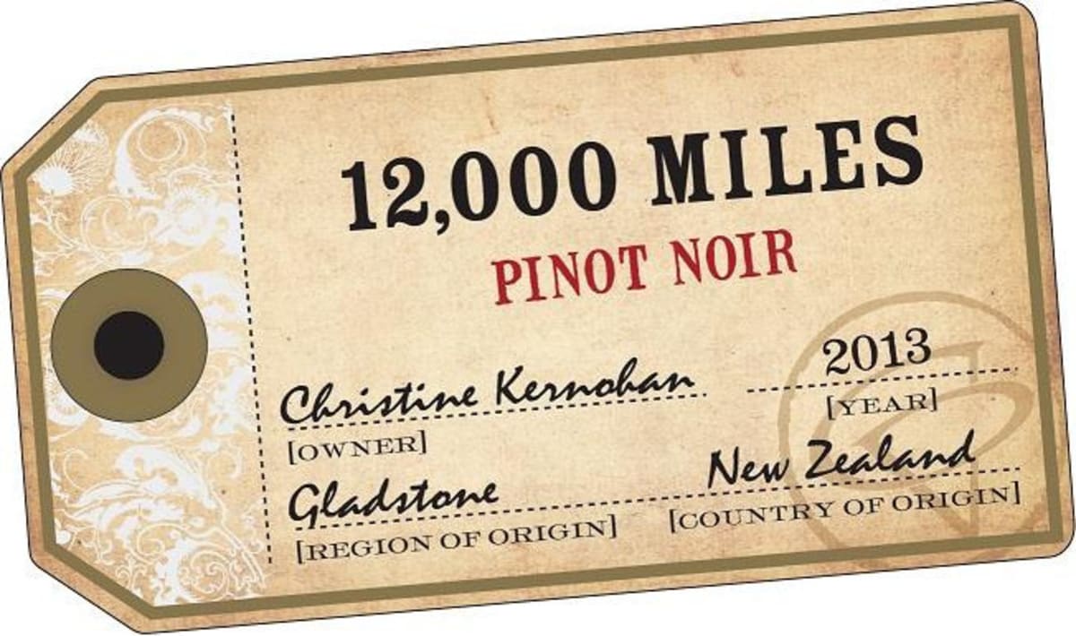 Gladstone Vineyard 12.000 Miles Pinot Noir 2013 Front Label