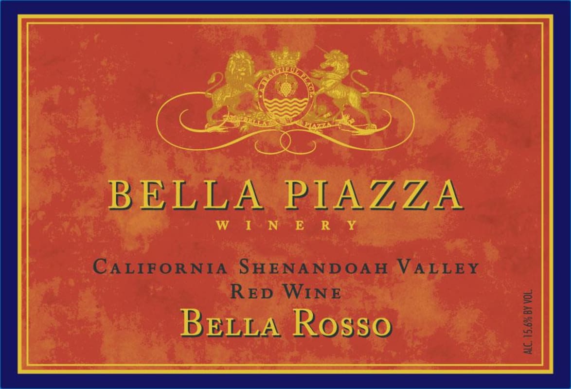 Bella Piazza Bella Rosso Red 2012 Front Label