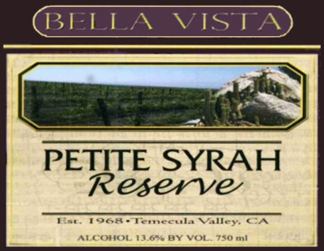 Bella Vista Winery Reserve Petite Sirah 2007 Front Label
