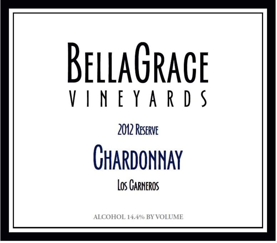 BellaGrace Vineyards Reserve Chardonnay 2012 Front Label