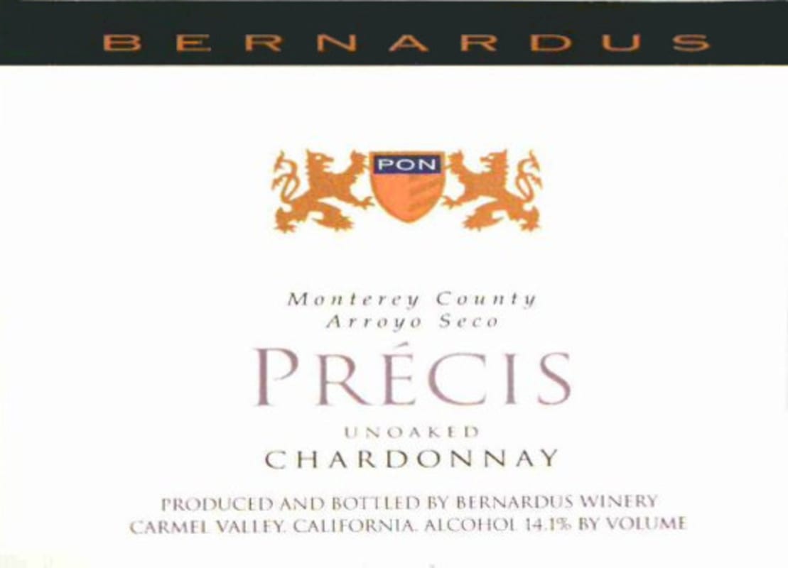 Bernardus Bernardus Precis Chardonnay 2011 Front Label