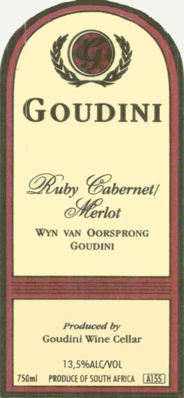 Goudini Wines Ruby Cabernet Merlot 2010 Front Label